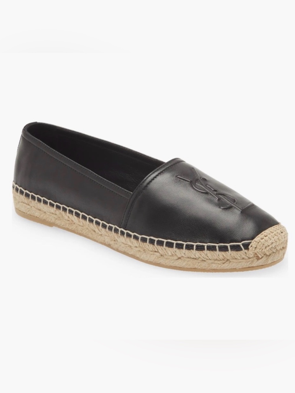 BNIB Authentic Saint Laurent Monogram Lambskin Espadrilles 40.5 Nero Black